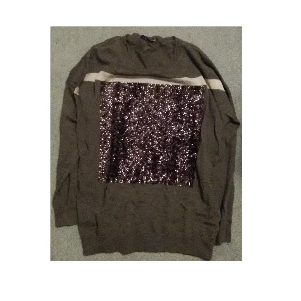 Brown Blouse w Sequins Laurel Sz L (No size tag)
